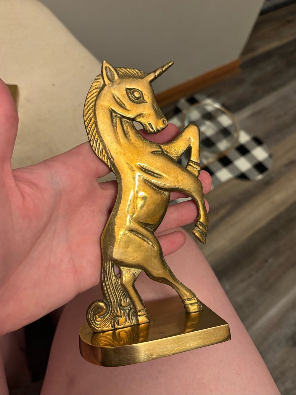 Vintage Solid Brass Rearing Unicorn Bookends Mid Century Hollywood Regency Set - Picture 14 of 16